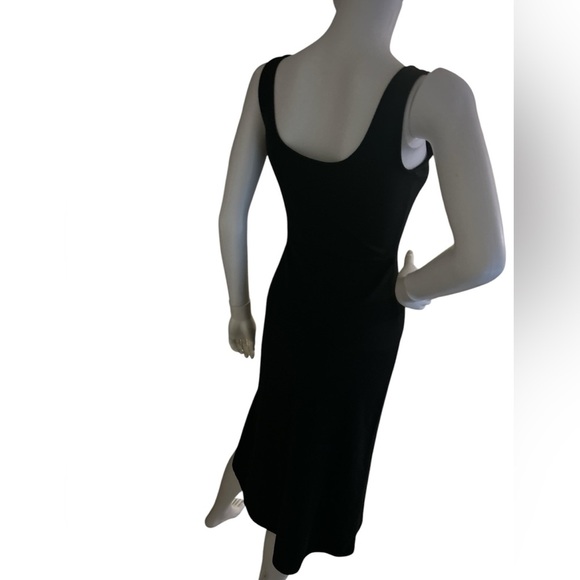 Leith Black Dress Midi Scoop Neck Side Slit - Picture 7 of 10